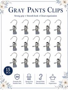 Premium Stainless Steel Clothes Clips, Adjustable Metal Pants Hanger With Clips, Laundry Pegs With Hooks, Portable Hanging Clothes Clips For Clothing Decoration, Holiday Decor, Pants And Skirt Hanger With Clips, Spring, Minimalist, Summer Tops - Multicolor - View 25