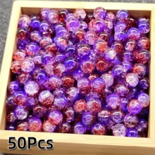 50顆 8mm 水晶玻璃珠 北極光藍色 裂紋圓珠 DIY 手工珠寶 手鍊項鍊耳環製作 - 彩色 - 查看 25