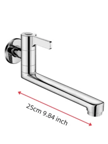 1pc Wall Mounted Stainless Steel Tap Extension Arm, Polished Single Handle Cold Water Faucet, 360° Rotatable Spout, 20-30cm Multi Size, Anti-Splash Sink Accessory - Multicolor - View 14