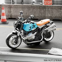 1件復古摩托車套裝，3色可選，前輪轉向連桿，按壓發聲發光，慣性滑行，ABS材質，生日禮物，收藏展示 - 彩色 - 查看 9