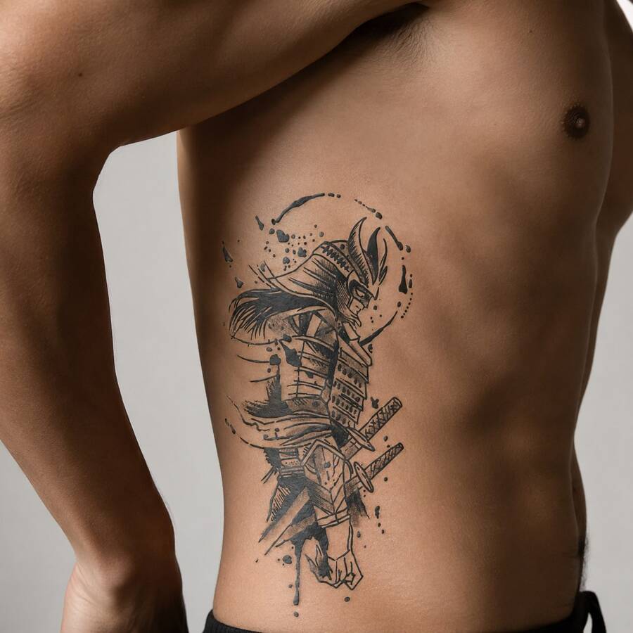 1 pieza Pegatina de tatuaje de caballero realista de PVC resistente al agua y anti-roce, adecuada para uso diario - Gris - Ver 1