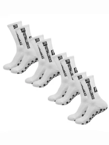 1/3/6 pares de calcetines de fútbol/fútbol para hombres y unisex, hasta el tobillo, antideslizantes, duraderos y cómodos para entrenamiento diario, calcetines de otoño - Blanco y Negro - Ver 3