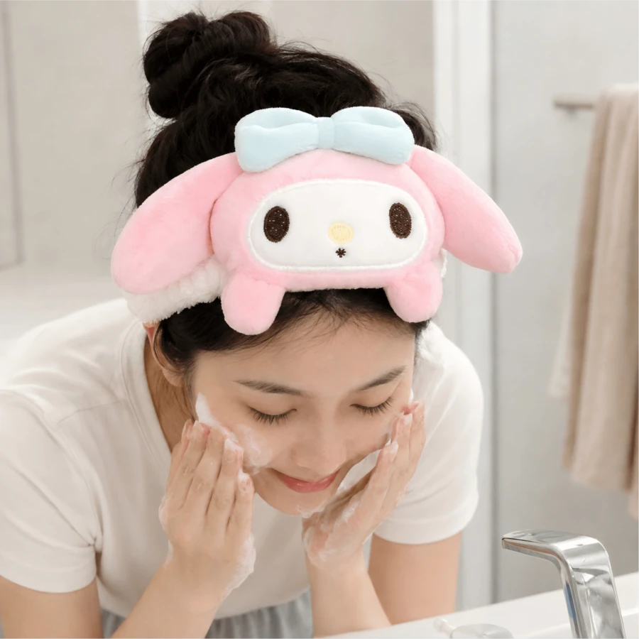 My Melody MINISO Sanrio 絨毛髮圈 可愛角色彈性髮帶 返校季日常護膚必備女性配件 - 淺粉色 - 查看 1