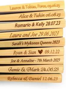 1/10/30/60/100/120pcs Customized Laser Engraved Personalized Hand Fans, Wedding Guest Favors, Bridal Shower Gifts - Multicolor - View 6