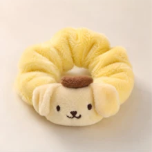 Miniso Sanrio Pompompurin 毛絨髮圈，開學必備日常護膚用品，柔軟彈性洗臉化妝髮飾，可愛宿舍美學美容儀式必備 - 黃色 - 查看 6