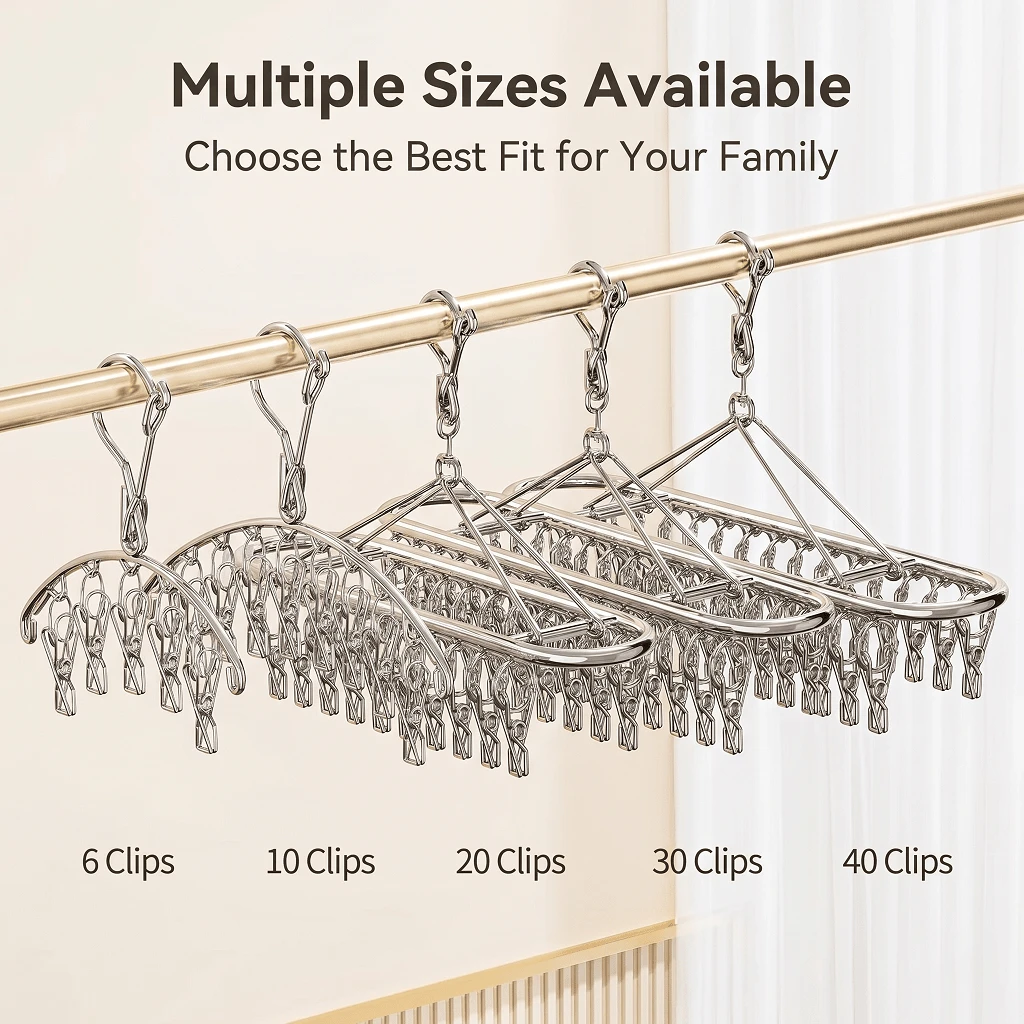 Steel Drying Rack With Multiple Clip Quantity Options, Windproof And Rust-Resistant Strong Spring Clips, Multi-Clip Clothes Drying Rack For Balcony, Dorm, Socks, Underwear, Baby Clothes, Space-Saving Durable Multifunctional Drying Rack - View 1