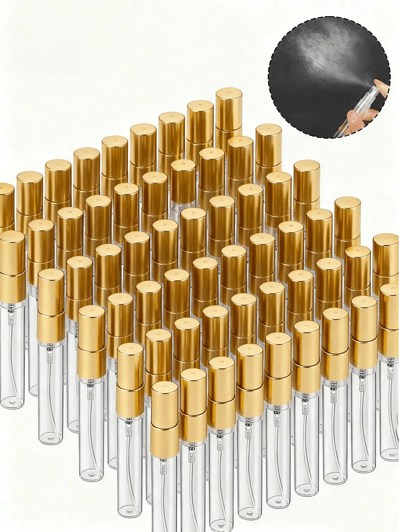 Portable Refillable Perfume Spray Bottle, Mini Refillable Perfume Spray Bottle, Cosmetic Essence Water Storage Container, Gold Cap Perfume Spray Bottle, Perfume Spray Pump Box, Mini Pocket Wallet-Style Perfume Spray Bottle, Refillable Perfume Dispenser Pump Transfer Tool - Multicolor - View 1