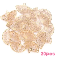 29x24mm 20pcs Mixed Color AB Acrylic Fan Shaped Pendants, Vintage Hollow Fan Shaped Charms Suitable For Making Necklaces, Bracelets, Earrings And Hair Clips - Fan - View 14