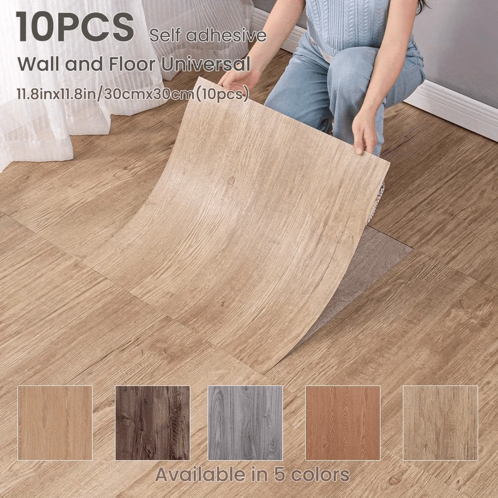 10片 30x30cm 耐磨自黏式木紋地板貼,加厚防水地板壁紙,防滑PVC - C - 查看 1
