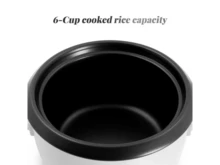 Elite Cuisine ERC500 6 Cup Non-Stick Rice Cooker With Steam Tray - White - View 3
