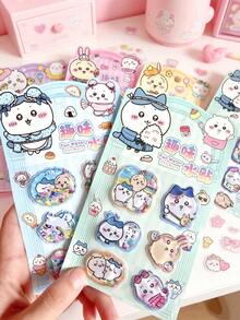 Pegatinas de sello con expresión de dibujos animados divertidos 3D, calcomanías de textura de cristal de colores para diario, decoración de papelería DIY, pegatinas de recompensa de marca diaria - Multicolor - Ver 7