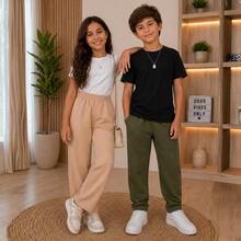 Children's Unisex Sweatpants Set, Sizes 4 To 8 Years | Thick Winter Pants For Kids - 軍綠色 - 查看 9