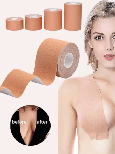 1 Roll Invisible Elastic Chest Tape, Body Tape, Breast Lift And Binding, Chest Muscle Body Tape, Seamless And Adhesive Sports Wrap Style, Holiday Travel Essential