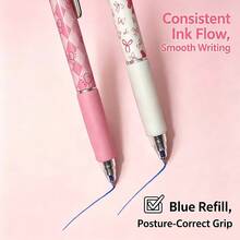 4/6pcs Erasable Blue Gel Pen Popular Pink Bow Push-Type Pen Quick-Drying Brush Smooth Student Neutral Pen, Back To School Supplies - Multicolor - View 5