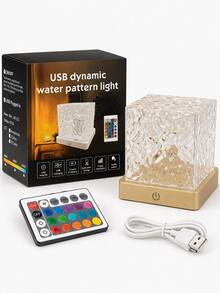 1pc [Desktop Decorative Lamp] Water Ripple Atmosphere Night Light, USB Powered Multi-Color Lighting Effects, Suitable For Children's Room, Living Room, Home Decor, Holiday Atmosphere Decoration - Multicolor - View 13