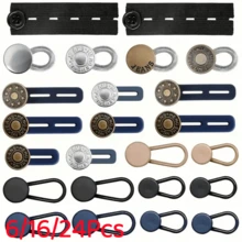 6/16/24Pcs Button Waist Extender, Multi-Size Adjustable Elastic Pants Button Extender, Seamless Flexible Denim Belt Extender - Multicolor - View 2