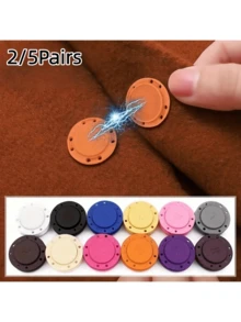 2/5Pairs Invisible Magnetic Snap Buttons - Black Plastic Sewing Buttons, Suitable For Jackets And Sweaters, Hidden Fasteners, Suitable For Garment Making - Multicolor - View 2