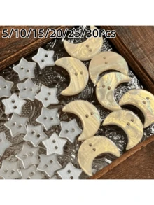 5/10/15/20/25/30個珍珠光澤星月形鈕扣，衣物配件，手工藝品，剪貼簿，髮飾裝飾DIY用品 - 彩色 - 查看 1