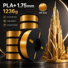 Silk PLA+ 3D Printer Filament 1.75mm, 1236g Large Spool, Glossy Silk Finish PLA Plus Filament, Smooth Feeding, Neatly Wound, Low Warping, Compatible With Most FDM 3D Printers For Models, Prototypes, DIY Projects & Desk Decor - View 12
