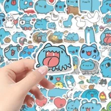 64入 Bugcat Capoo 動漫貼紙 - 可愛 Q 版 Bugcat 角色，自黏乙烯基貼花，適用於平板電腦、筆記型電腦、門、冰箱 - 不對稱形狀動漫裝飾 - 彩色 - 查看 4