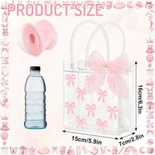 1/3/6/12入 透明PVC禮品袋，粉色蝴蝶結雛菊圖案 - 母親節、婚禮、生日派對、情人節優雅手提袋（不含粉色緞帶），耐用婚禮伴手禮袋，透明袋 - 禮袋 - 查看 4