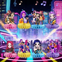50件新款K-POP D Emon Hunters生日派對裝飾，熱銷K-Pop粉絲蜂巢裝飾，3D紙蜂巢展示飾品，生日慶祝與朋友禮物桌面中心裝飾 - 彩色 - 查看 4