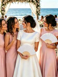 1/10/30/60/100/120pcs Customized Laser Engraved Personalized Hand Fans, Wedding Guest Favors, Bridal Shower Gifts - Multicolor - View 4