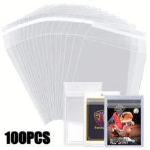 100PCS ReSealable Card Holder Sleeves For Top Loader/Magnetic Card Holder PSA Protector/Clear Plastic Waterproof Sleeves Pull Tab Card Sleeves Card Holder Extractors, Allowing For Easy Card Removal Without Causing Any Damage, Game Inner Sleeves - Multicolor - View 3