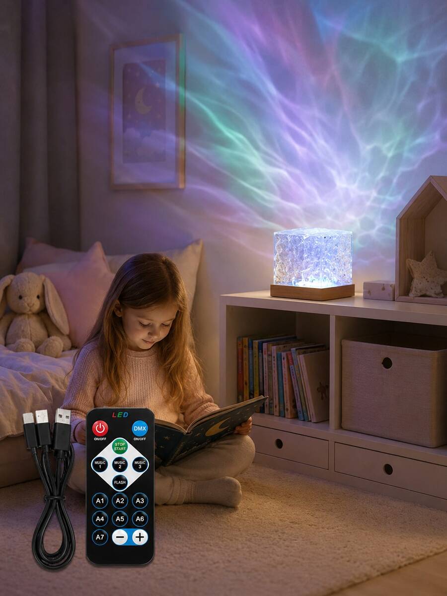 1pc [Desktop Decorative Lamp] Water Ripple Atmosphere Night Light, USB Powered Multi-Color Lighting Effects, Suitable For Children's Room, Living Room, Home Decor, Holiday Atmosphere Decoration