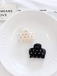 2入/1入 女款迷你黑色圓點與白色圓點輕量塑料髮夾，時尚百搭，優雅簡約，純色髮爪，適合日常、休閒、派對、海灘、度假、髮型設計、洗臉/洗髮、化妝、服飾配件，秋季時尚髮爪，秋季髮飾，冬季髮夾，春季髮夾，夏季髮夾 - 彩色 - 查看 7