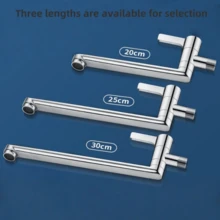 1pc Wall Mounted Stainless Steel Tap Extension Arm, Polished Single Handle Cold Water Faucet, 360° Rotatable Spout, 20-30cm Multi Size, Anti-Splash Sink Accessory - Multicolor - View 2