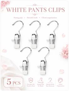 Premium Stainless Steel Clothes Clips, Adjustable Metal Pants Hanger With Clips, Laundry Pegs With Hooks, Portable Hanging Clothes Clips For Clothing Decoration, Holiday Decor, Pants And Skirt Hanger With Clips, Spring, Minimalist, Summer Tops - Multicolor - View 17