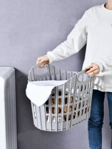 1pc Modern Foldable Wall-Mounted Laundry Basket - Portable Multi-Layer Dirty Clothes Basket, Polypropylene Material Square Laundry Basket, Suitable For Home And Bathroom Storage (Please Note Product Size When Purchasing) - Multicolor - View 2
