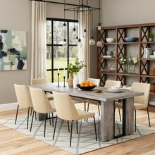 71" Modern Industrial Dining Table - Grey Oak Farmhouse Table With 1.57" Thickened Top, Large Office Conference Table For 6-8 People - Multicolor - View 6