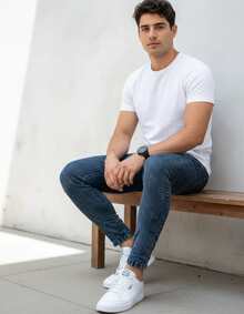 Premium Skinny Basic Jeans 018 2% Elastane - Dark Grey - View 9