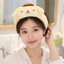 Pompompurin MINISO Sanrio 毛絨髮圈 可愛角色彈性髮帶 返校季日常護膚必備女性配件 - 黃色 - 查看 1