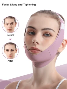 Sangle de levage du menton réutilisable en forme de V ajustable pour la réduction du double menton, le modelage de la mâchoire et le raffermissement de la peau - Multicolore - Voir 3