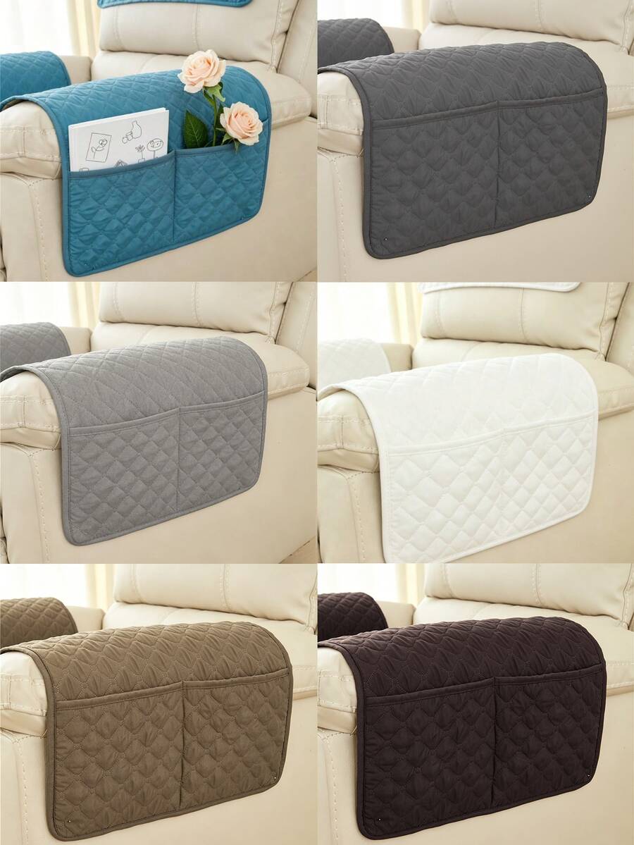 1pc Sofa Armrest Organizer With Pocket, Space-Saving Armrest Storage For Living Room Essentials, Books, Remote Controls - 1 Piece With Double Pockets - View 1