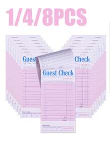1/4 Pack Pink Customer Check Bill Book, Suitable For Waiters/Waitresses, Server Notepad, Restaurant Billing Paper, 50 Sheets Per Pack, 200 Sheets Total - Multicolor - View 1