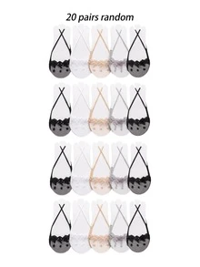 1/5/6/10/15/20/30 Pairs Thin Lace Invisible Non-Slip Liner Socks For High Heels, Suitable For Spring & Summer, Random Delivery - Multicolor - View 18