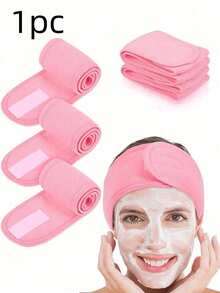 1 peça Faixa de cabeça ajustável, faixa de cabeça antiderrapante de cor sólida adequada para hidroterapia, cuidados faciais, maquilhagem, faixa de cabeça larga ajustável, ioga, banho de hidroterapia, duche, maquilhagem, lavagem do rosto, faixa de maquilhagem feminina, acessórios de maquilhagem femininos - Multicolorido - Ver 12