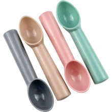 Long-Lived Plastic Ice Cream Scoops/ And Reliable Watermelon Scoopers/Cupcake Spoons For Dessert Shop, Kitchen Tools (Grey, Rose Pink, Blue, Pink Each)-4PCS - Default - View 3