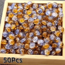 50顆 8mm 水晶玻璃珠 北極光藍色 裂紋圓珠 DIY 手工珠寶 手鍊項鍊耳環製作 - 彩色 - 查看 23