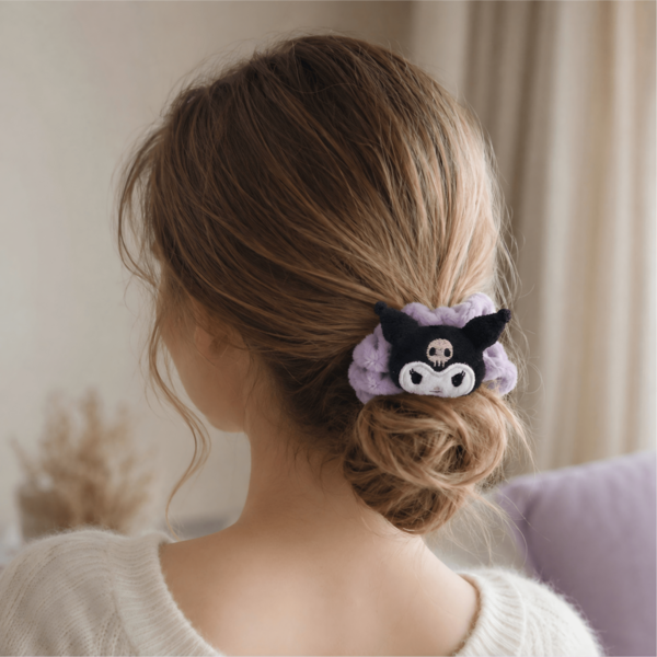  MINISO Sanrio Kuromi 1 chiếc băng đô spa bằng lông mềm màu đen tím dễ thương dùng để rửa mặt trang điểm chăm sóc da