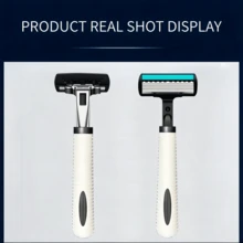 Maquinilla de afeitar manual de 6 capas con cuchillas reemplazables, interruptor de botón, lavable, afeitadora portátil de viaje, regalo ideal para hombres - Multicolor - Ver 5