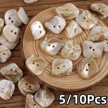 5/10Pcs Asymmetrical Shaped Natural Shell Buttons, 2 Holes, Suitable For DIY, Clothing Accessories, Etc., Random Style - Multicolor - View 13