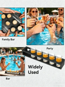 1pc 6-Slot Whiskey Glass Holder, Bamboo/Wood 4 Styles Optional, Straight/Curved 2 Styles, Party Bar Glass Storage Tray, Home White Spirit/Liquor Glass Display Rack, Desktop Storage Essential, Party Atmosphere Must-Have, Bar Commercial/Home Multi-Functional Cup Holder, Suitable For Whiskey/Tequila Lovers - Multicolor - View 10