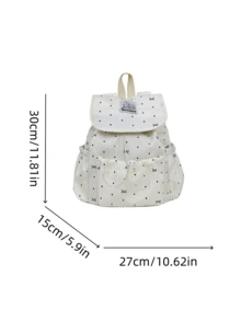 1pc Girls Bowknot Polka Dot Print Nylon Drawstring Closure Fashion Backpack Student School Bag Suitable For All Seasons Daily Use Without Pendant - A - View 4