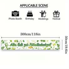 1 Stück, festliches mintfarbenes Hochzeitsbanner aus Polyester, für 12,5 Hochzeitsjubiläen, Größe: 300cm*50cm/118in*19,6in, geeignet für Terrassen, Gärten, Zäune, Balkone und Partydekorationen. - Übersicht 6