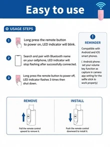 1pc Extendable Selfie Stick With Phone Holder, Tripod Stand With Wireless Remote, 360° Rotation, Compatible With IPhone, Android Smartphones, Suitable For Summer Vacation, Travel, Outdoor Activities, Live Streaming, Stable Video Recording, Travel Vlogging Gear - Multicolor - View 2